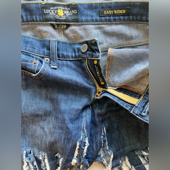 Lucky Brand Distressed Denim Jean Shorts Dark Blue Easy Rider 8/29 - Picture 10 of 11